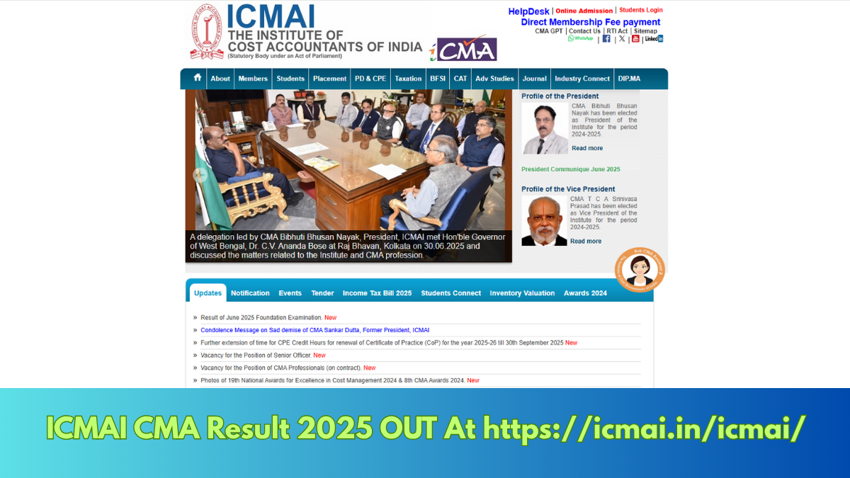 ICMAI CMA Result 2025 Out